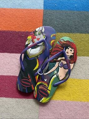 Havaianas Disney Ariel & Ursula Printed Flip Flops with Purple Straps size 40